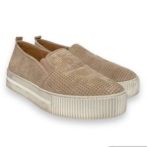 Halogen Sneakers Perforated Suede Chunky Platform Neutral